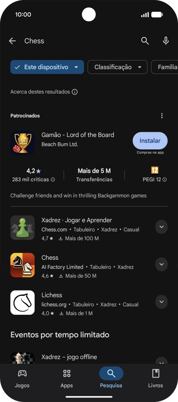 Prima a app pretendida.
