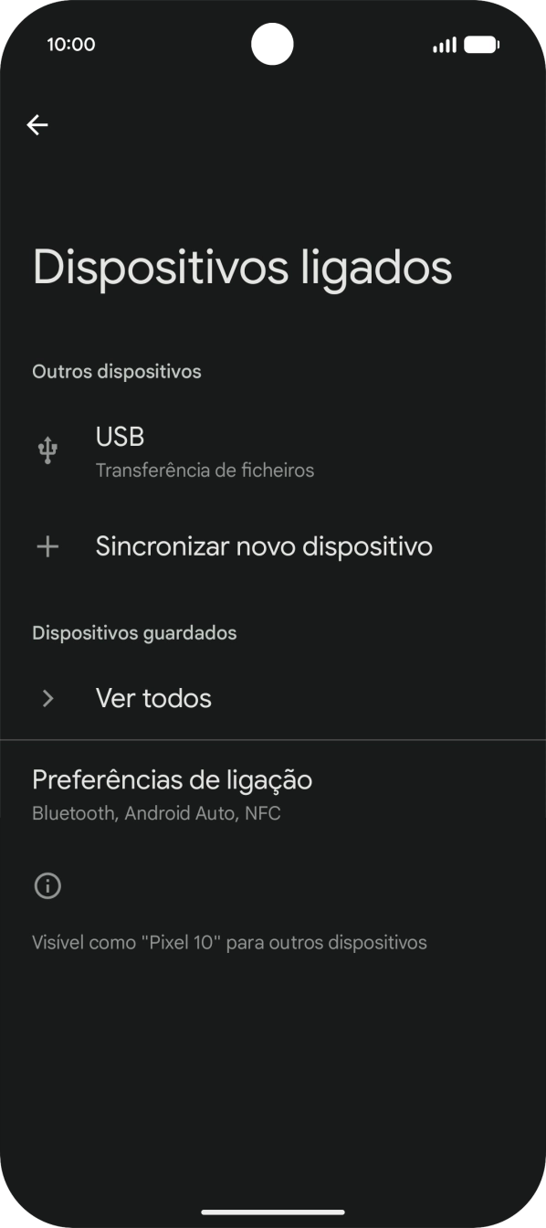 Prima Sincronizar novo dispositivo.