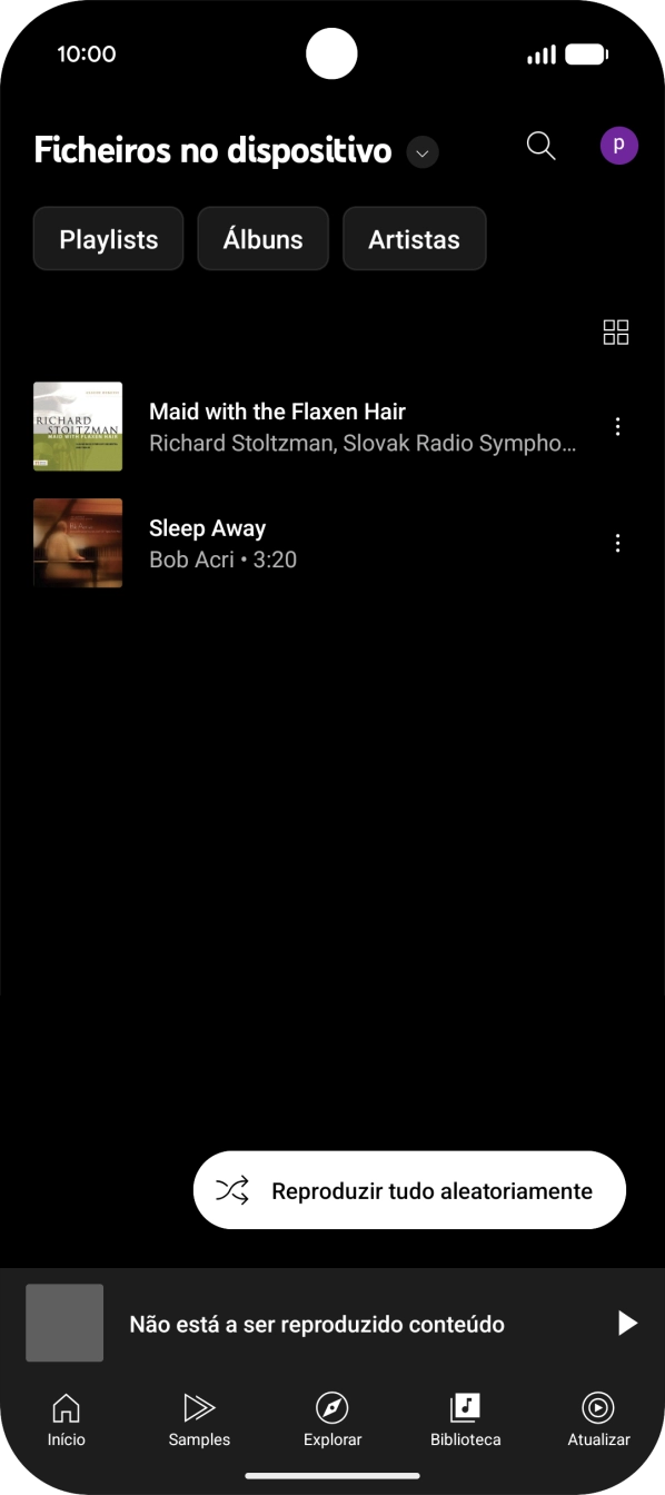 Prima o ficheiro de música pretendido.