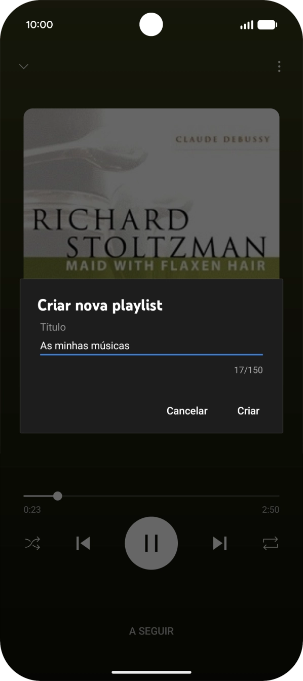 Introduza o nome pretendido para a lista de reprodução e prima Criar.