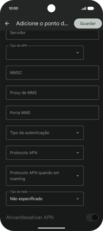 Prima a lista suspensa junto a 