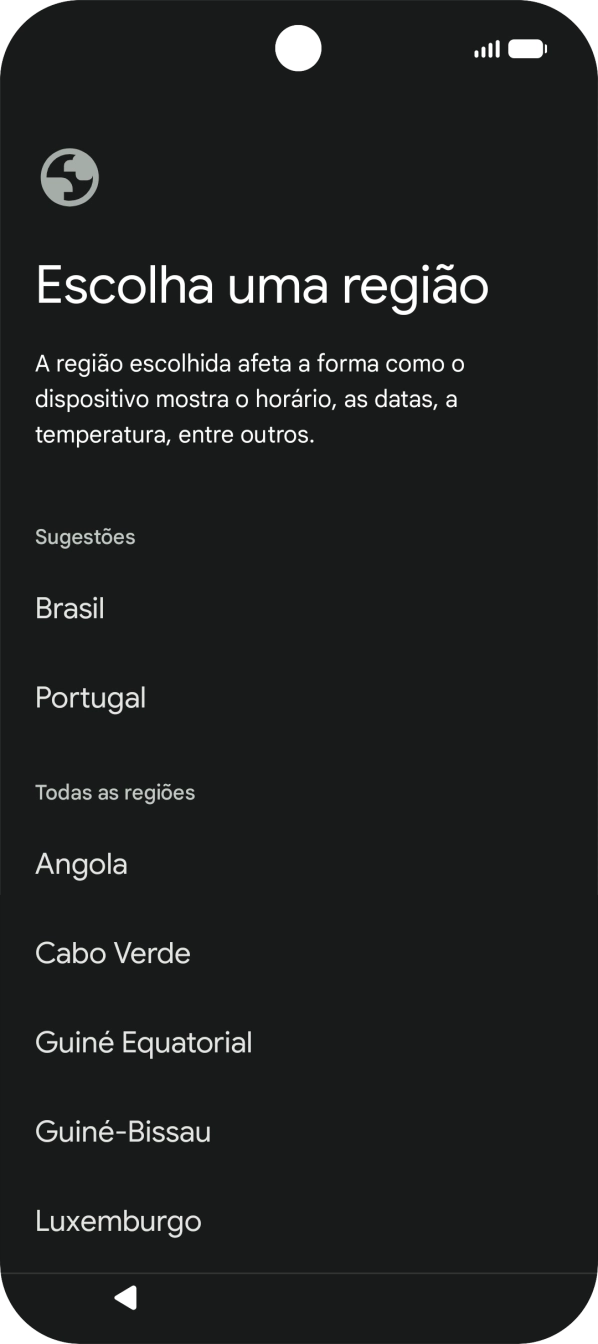 Prima a área ou país pretendido.