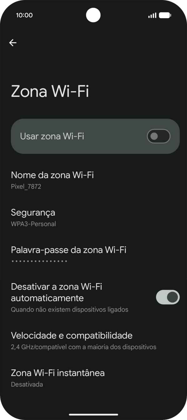 Prima Palavra-passe da zona Wi-Fi e introduza a password pretendida.