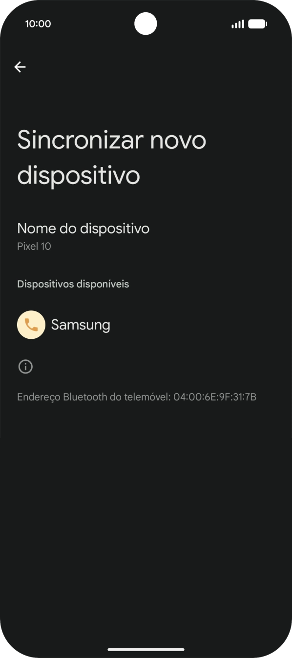 Prima o dispositivo Bluetooth pretendido e siga as indicações no ecrã para emparelhar o dispositivo pretendido com o telefone.