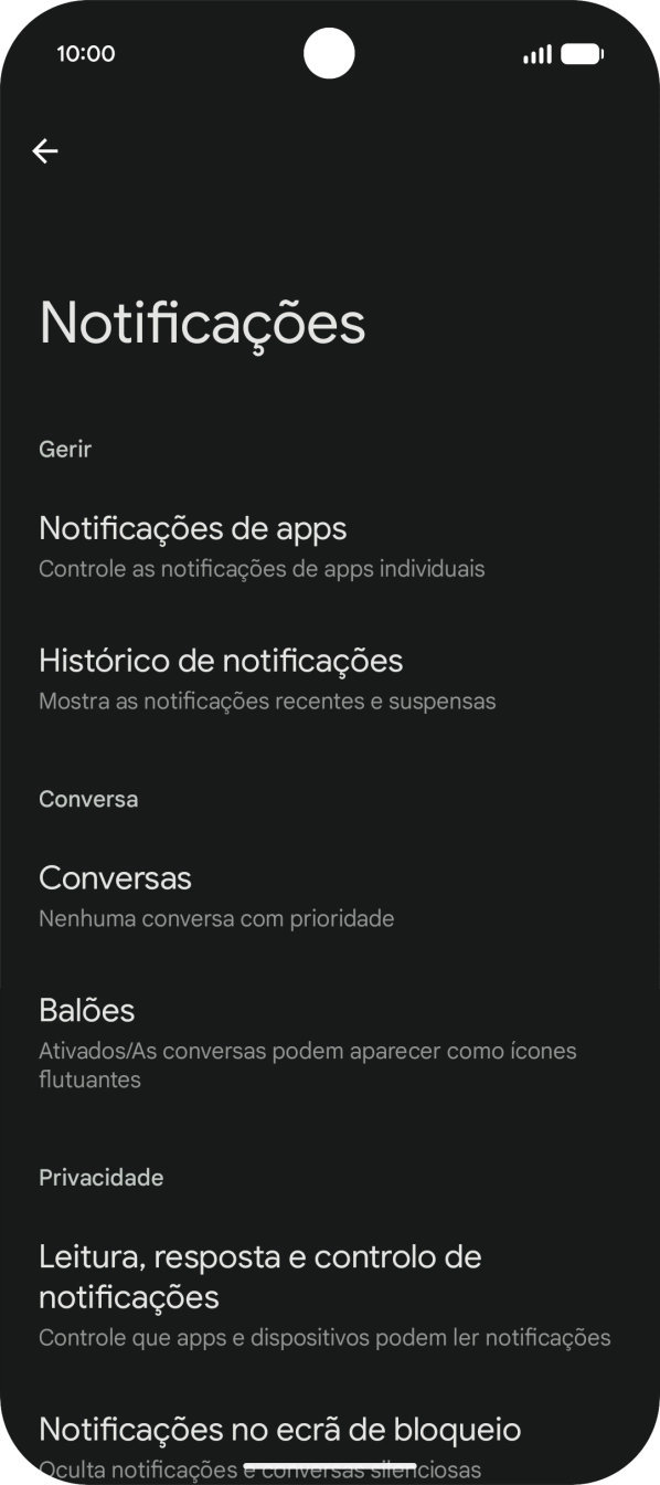 Prima Notificações de apps.