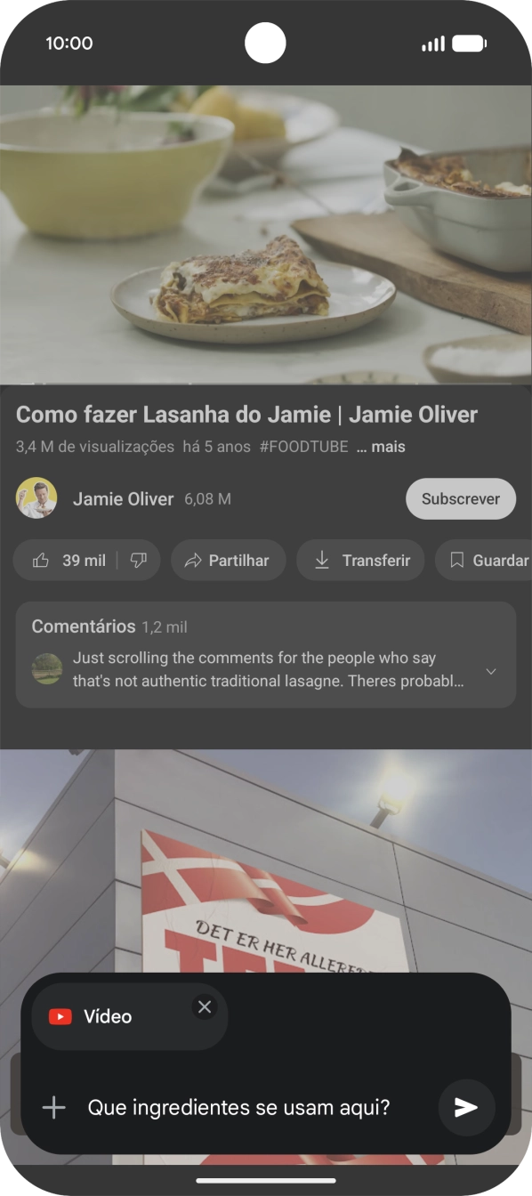 Siga as indicações no ecrã para escrever ou ditar a pergunta pretendida para o vídeo.
