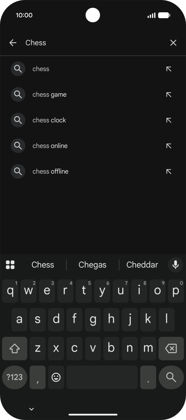 Introduza o nome ou categoria da app pretendida e prima o ícone para pesquisar.
