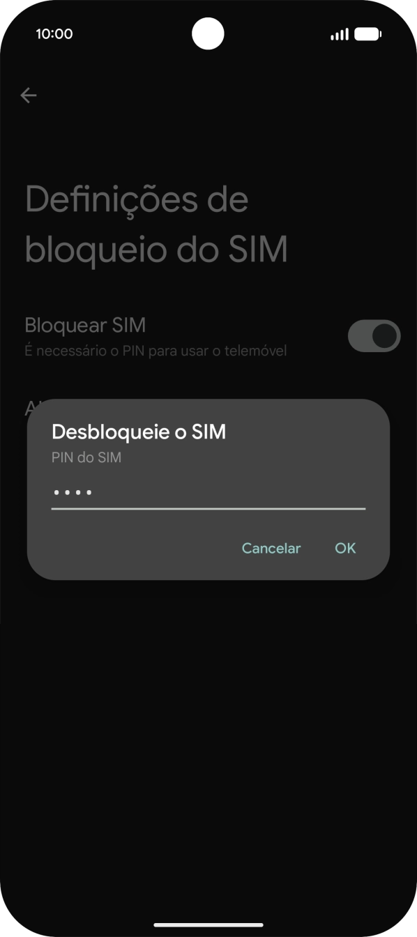 Introduza o seu código PIN e prima OK.