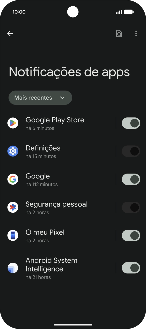 Prima a lista suspensa.