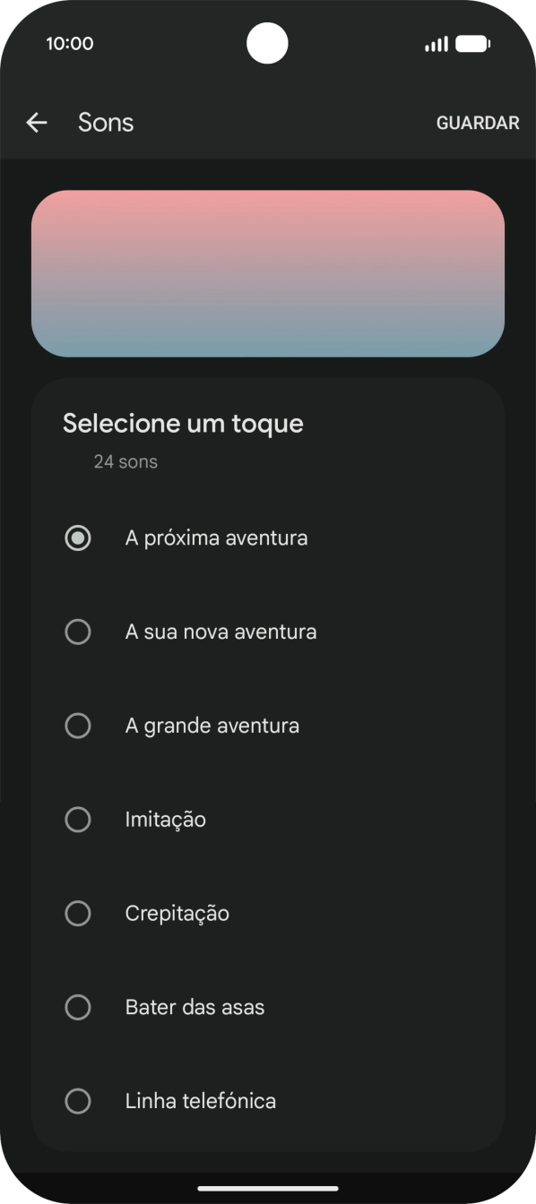 Prima os tons de toque pretendidos para os ouvir.