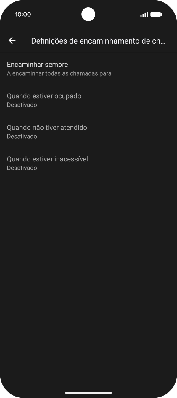 Prima o tipo de desvio pretendido.