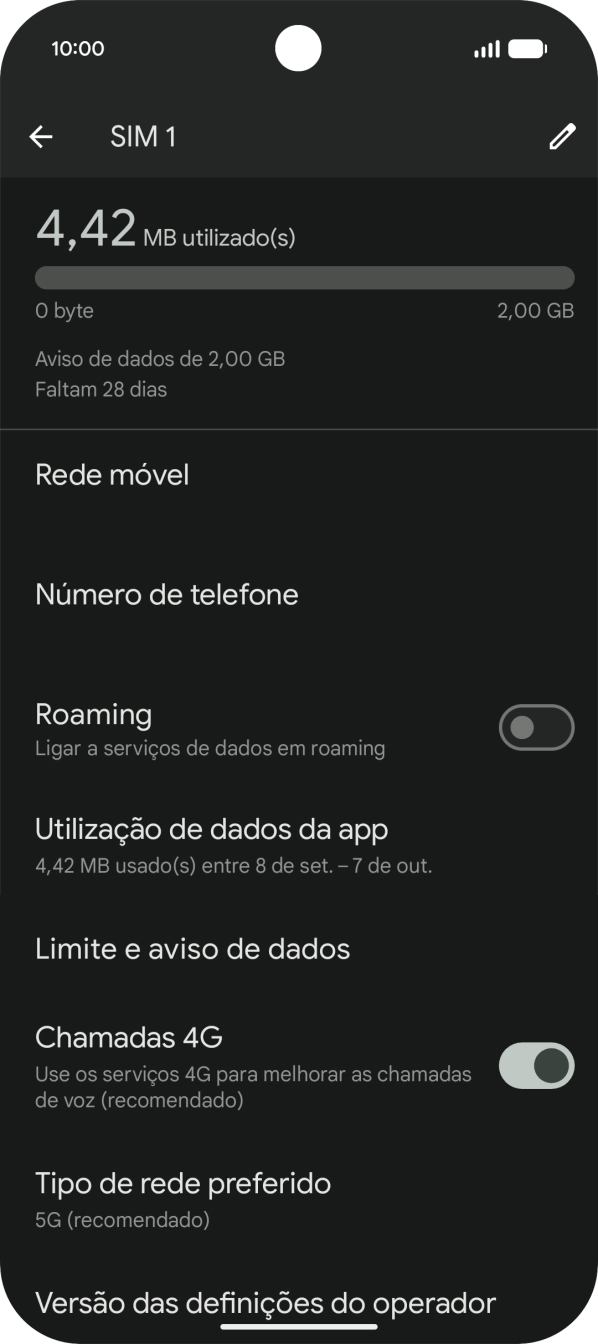 Prima Tipo de rede preferido.