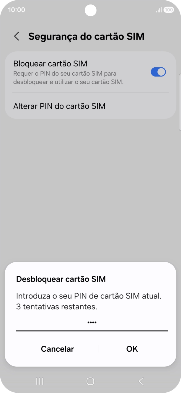 Introduza o seu código PIN e prima OK.