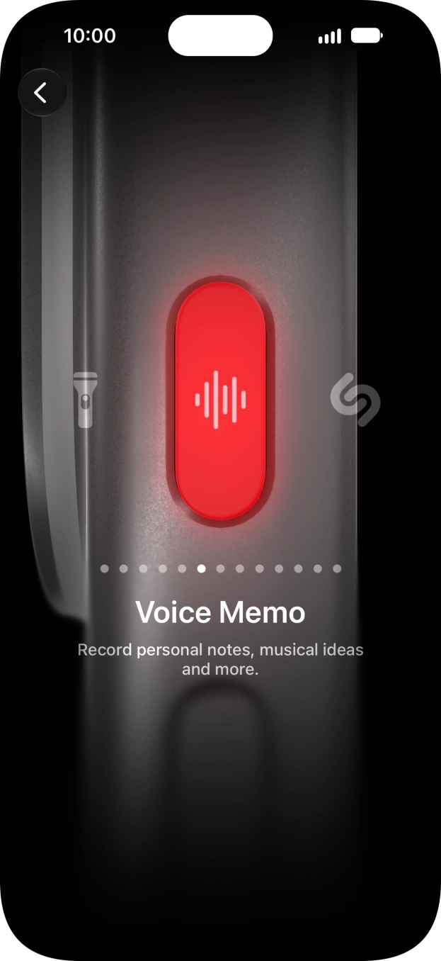 Slide your finger right or left on the screen to select the required function.