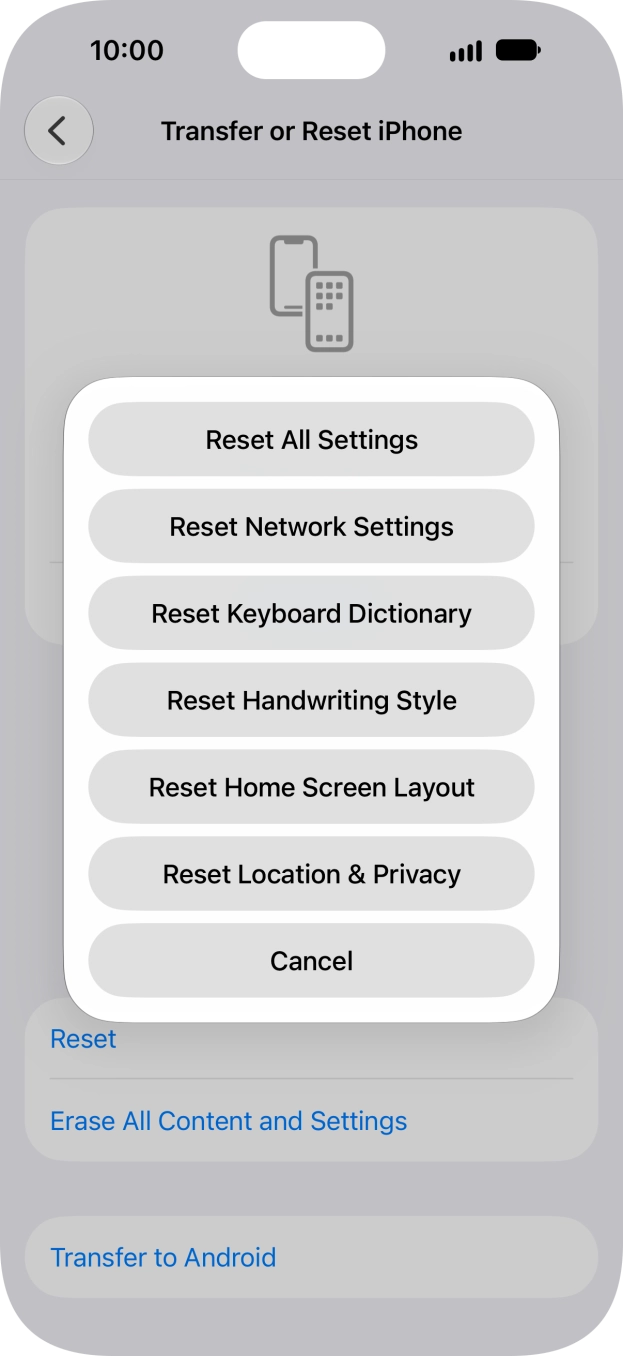 Press Reset All Settings.