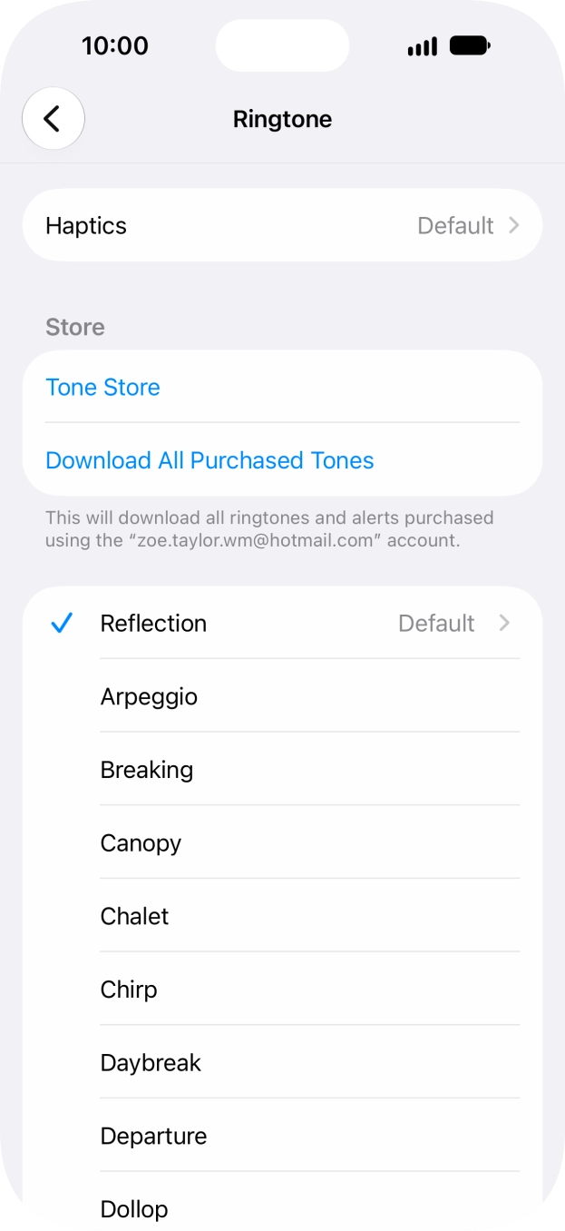 Press the different ring tones to hear them.