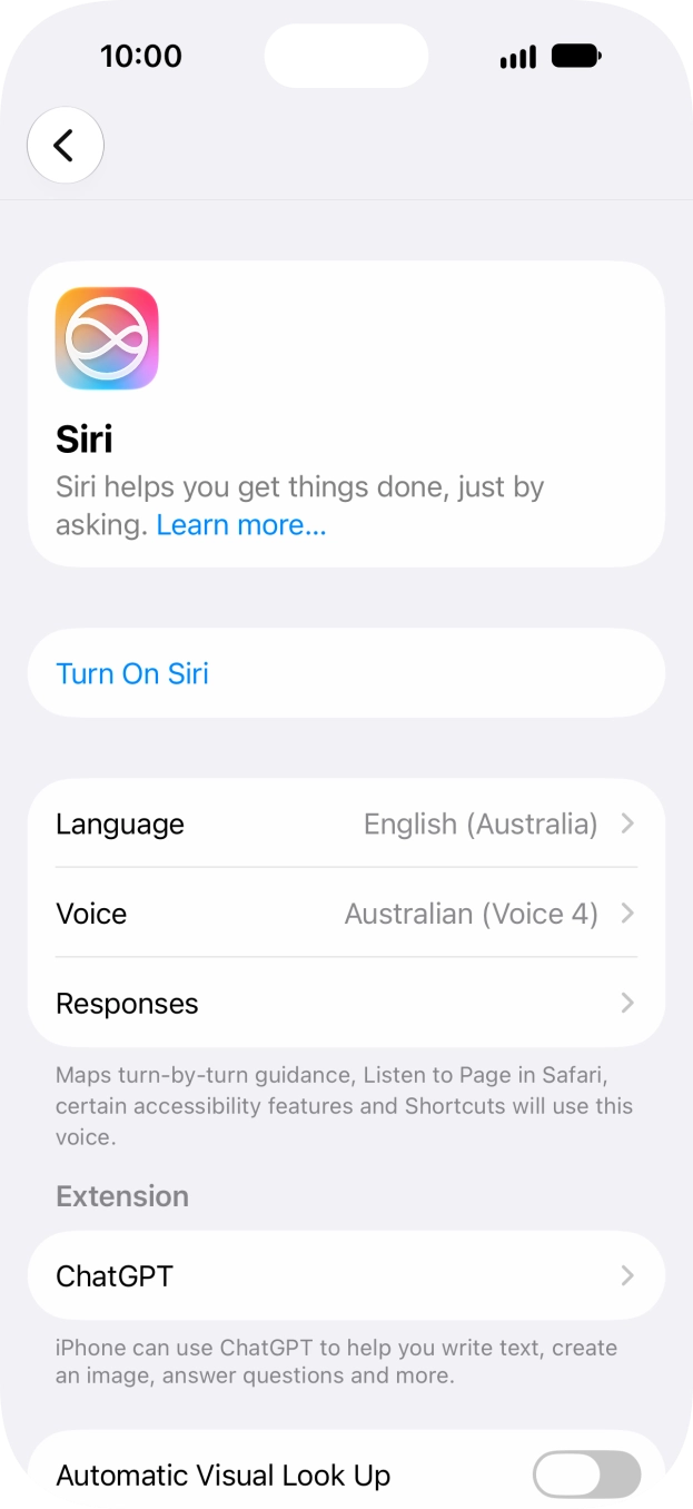 If it's the first time you use Siri AI, press Turn On Siri. If it's the first time you use Siri AI, press Turn On Siri.