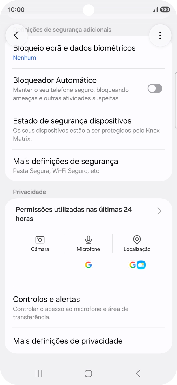 Prima Mais definições de segurança.