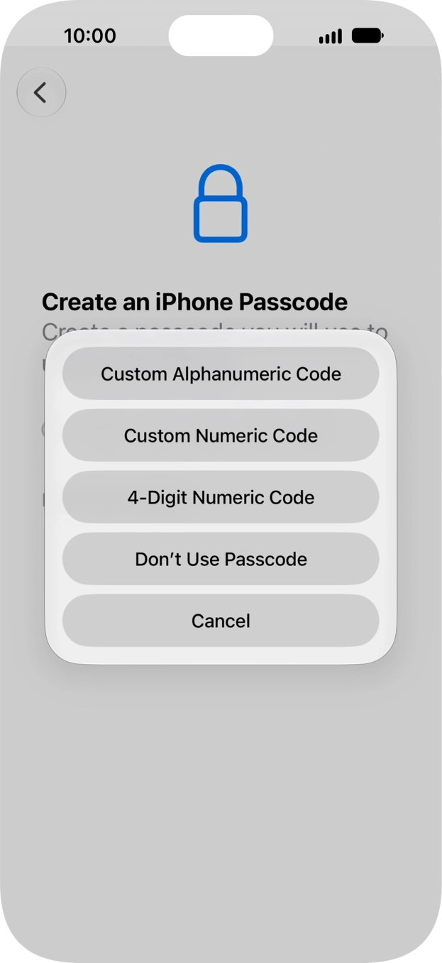 Follow the instructions on the screen to turn on use of phone lock code or press Don't Use Passcode. Follow the instructions on the screen to turn on use of phone lock code or press Don't Use Passcode.