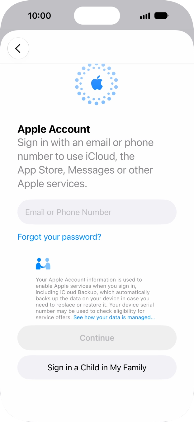 Press Email or Phone Number and key in the username for your Apple Account.