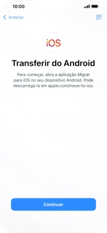 Antes de ser possível transferir conteúdo para o seu telefone, é necessário instalar a app 