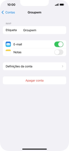 Prima Definições da conta.