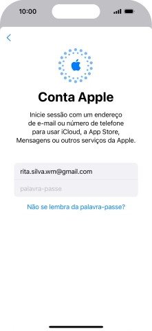 Prima palavra-passe e introduza a password do ID Apple.