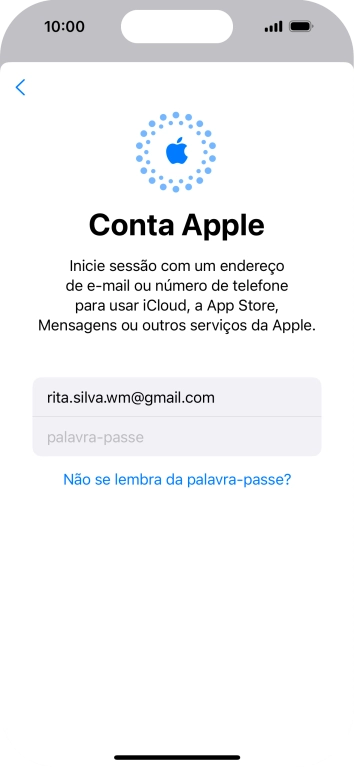 Prima palavra-passe e introduza a password do ID Apple.