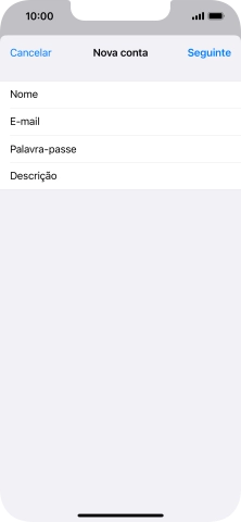 Prima Descrição e introduza o nome pretendido da conta de e-mail.