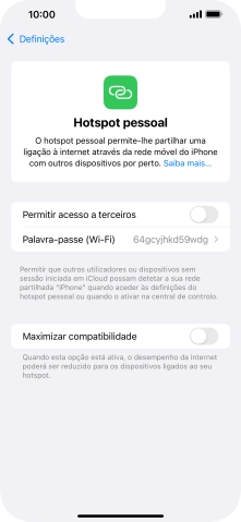 Prima Palavra-passe (Wi-Fi) e introduza a password pretendida.