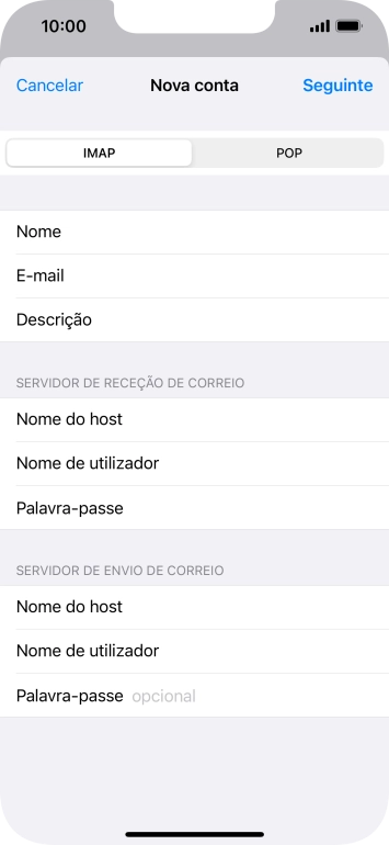 Prima Palavra-passe e introduza a password da sua conta de e-mail na Vodafone.