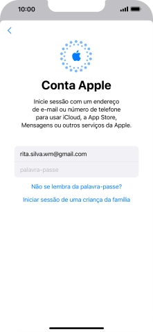 Prima palavra-passe e introduza a password do ID Apple.