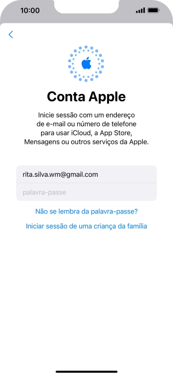 Prima palavra-passe e introduza a password do ID Apple.