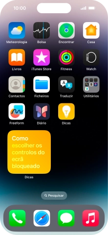 Se utilizar uma pilha de widgets: Deslize o dedo para cima ou para baixo na pilha para escolher o widget pretendido.