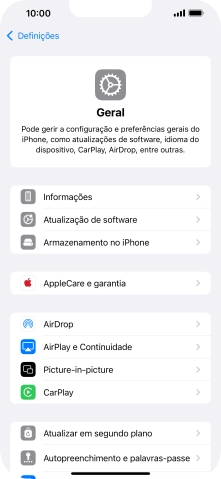 Prima Atualização de software. Se existir uma nova versão de software disponível, será agora indicado no ecrã. Siga as indicações no ecrã para atualizar o software do telefone.