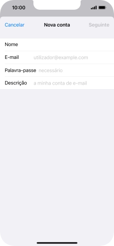 Prima E-mail e introduza o seu endereço de e-mail Vodafone.