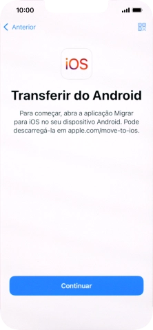 Antes de ser possível transferir conteúdo para o seu telefone, é necessário instalar a app 