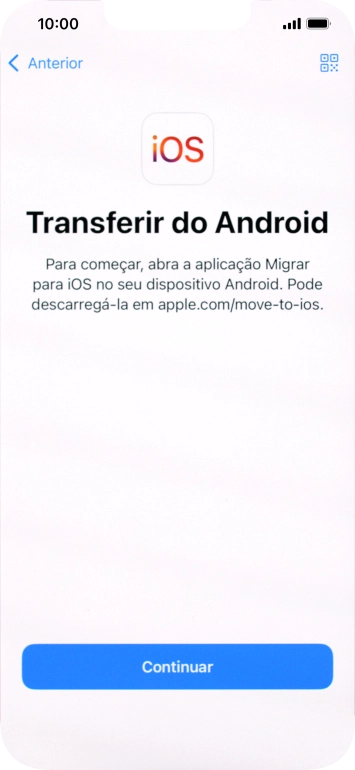 Antes de ser possível transferir conteúdo para o seu telefone, é necessário instalar a app 