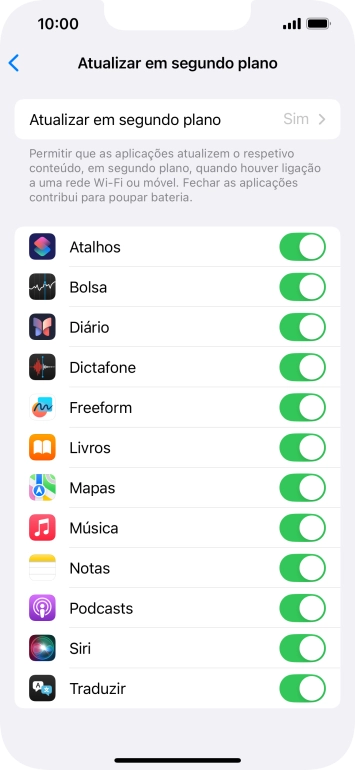 Prima Atualizar em segundo plano.