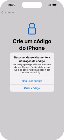Se desativar a função, prima Não usar código.