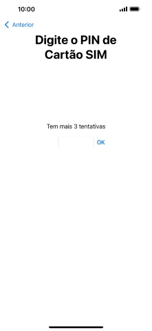 Se o cartão SIM estiver bloqueado, deve introduzir o código PIN e premir OK.
