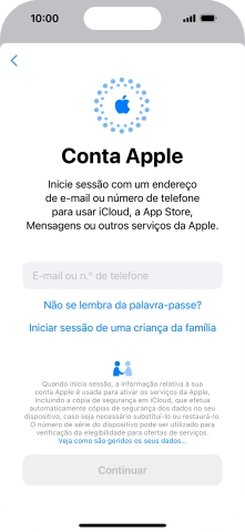 Prima E-mail ou n.º de telefone e introduza o nome de utilizador do seu ID Apple.