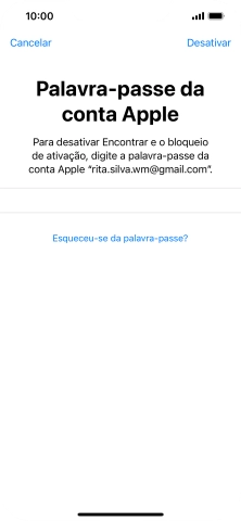 Introduza a password do ID Apple e prima Desactivar. Aguarde um momento enquanto o telefone restabelece as definições originais. Siga as indicações no ecrã para configurar o telefone de modo que este fique pronto a ser utilizado.