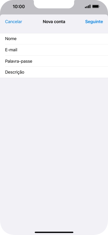 Prima Descrição e introduza o nome pretendido da conta de e-mail.