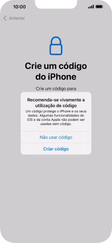 Se desativar a função, prima Não usar código.