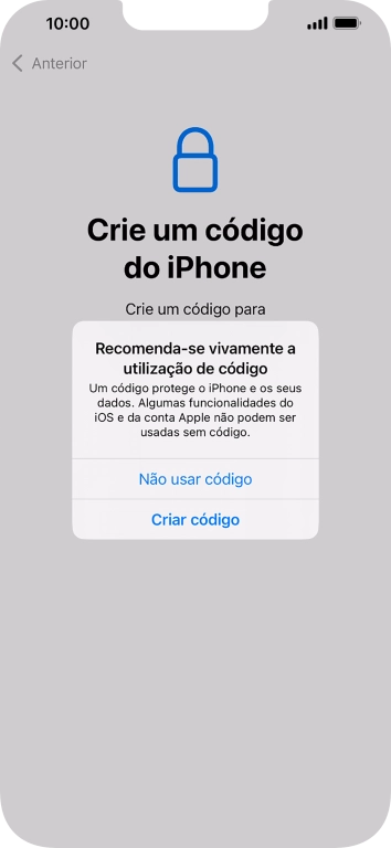Se desativar a função, prima Não usar código.