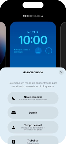 Prima o modo de concentração pretendido.