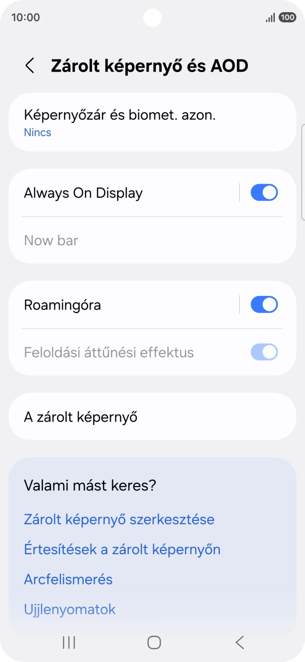 Válaszd a Képernyőzár és biomet. azon. lehetőséget. Válaszd a Képernyőzár és biomet. azon. lehetőséget.