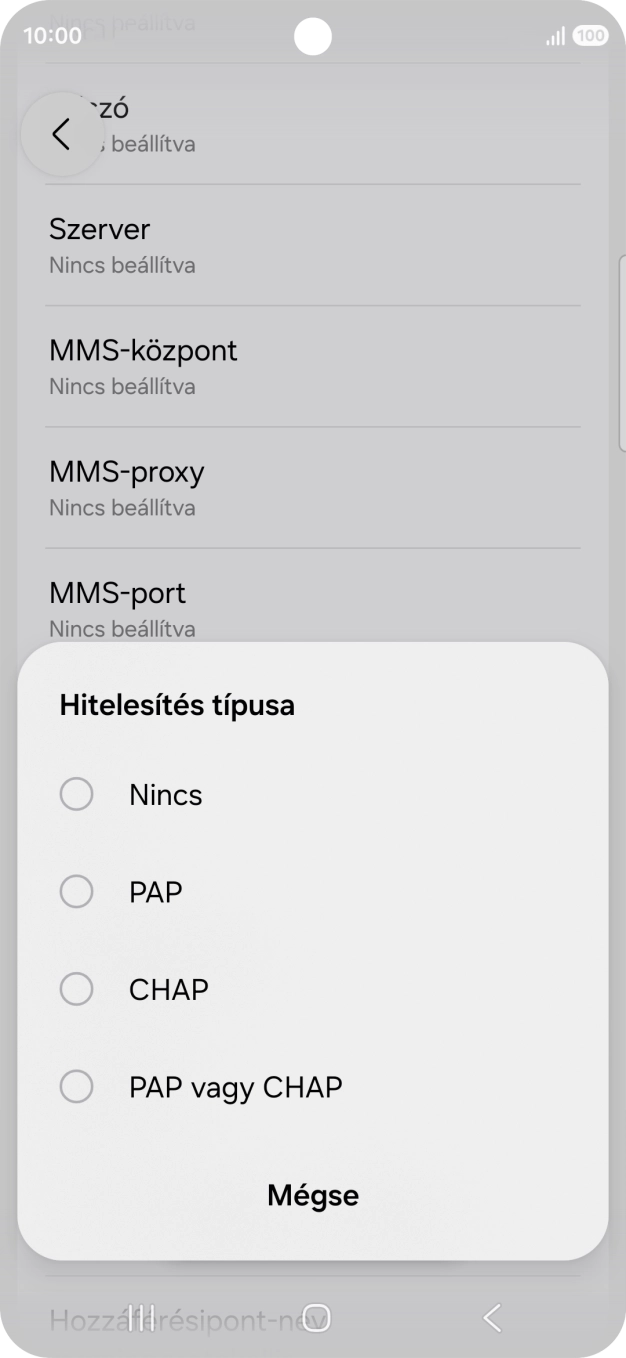 Válaszd a PAP lehetőséget.