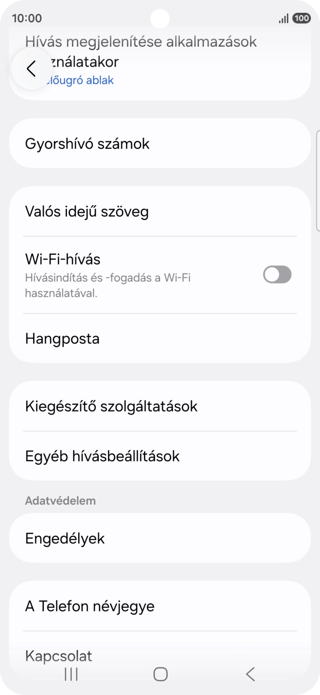 Válaszd a Kiegészítő szolgáltatások lehetőséget.